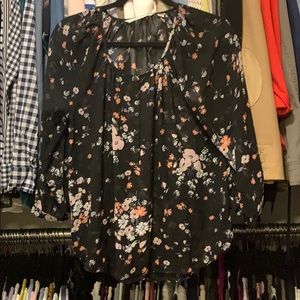 LC Lauren Conrad kohl’s blouse black floral sheer